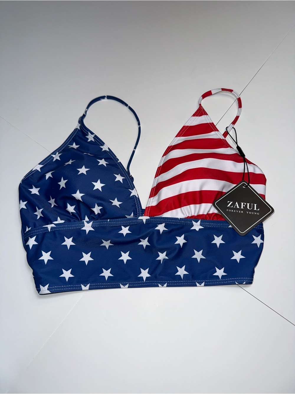 NWT | Zaful American Flag Star & Stripe Bikini Top - Red, White & Blue
